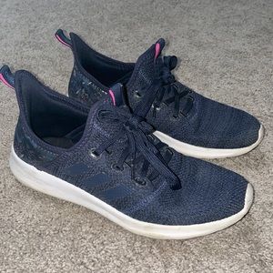 Adidas navy blue with pink detail athletic shoes